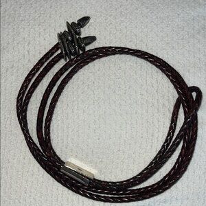 vintage Braided Leather belt with silver accents